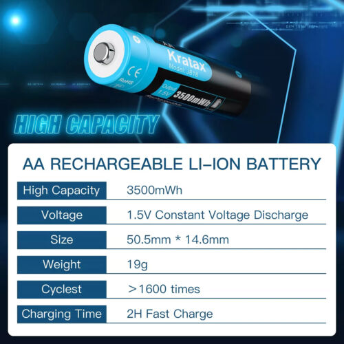 1.5V AA 3500mWh AAA Rechargeable Lithium Batteries Capacity Long Lasting Lot - Picture 15 of 23