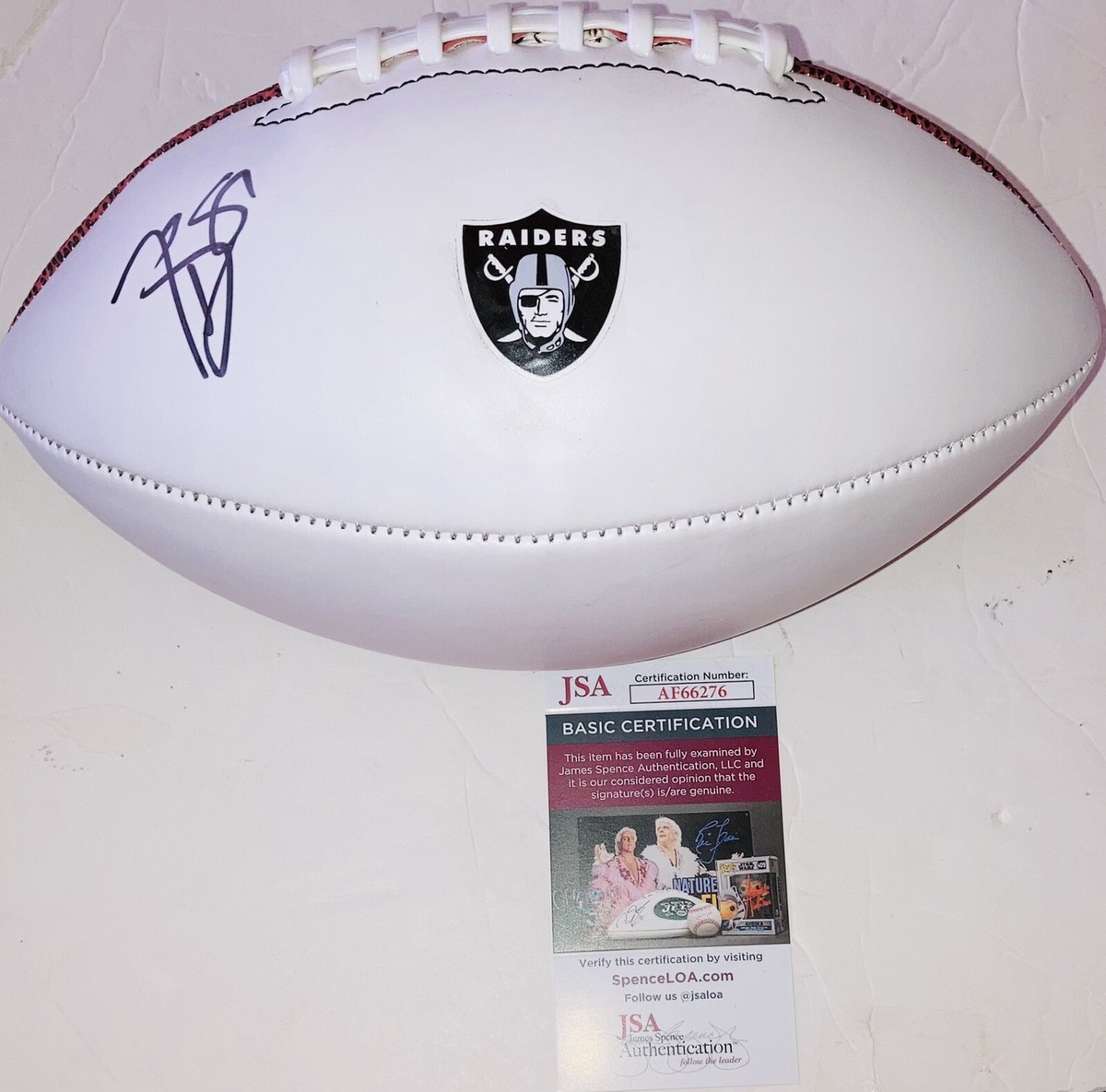 本物‼️Los Angeles TOW-AWAY 琺瑯看板 TIM BROWN SIGNED LOS ANGELES RAIDERS OAKLAND WHITE PANEL FOOTBALL
