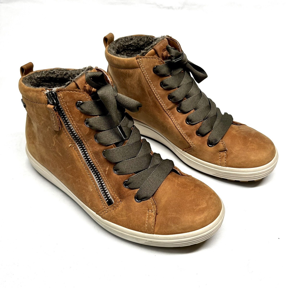 ECCO Soft Tred Leather High Top Sneaker Shoes Wo's EU 38 Boots