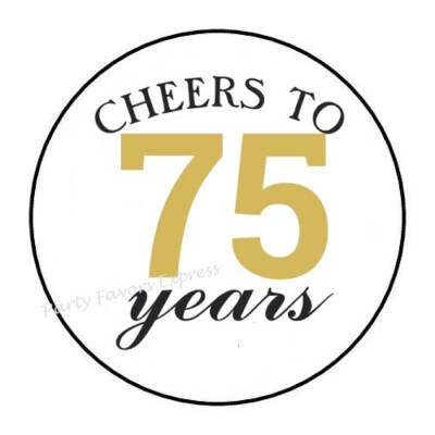 CHEERS TO 75 YEARS 75TH BIRTHDAY ENVELOPE SEALS LABELS STICKERS PARTY ...