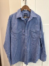 Wrangler Wrancher Pearl Snap Shirt Men's Size XL Blue Checkered Long Sleeve