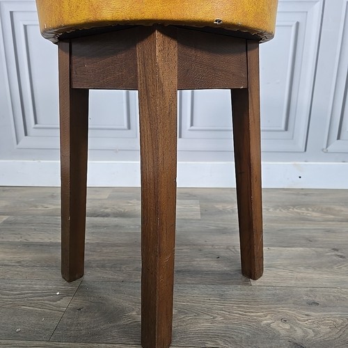 Single Retro Solid Wood Round Vinyl Upholstered Bar Stools Pub Seats - Man Cave - Picture 13 of 24