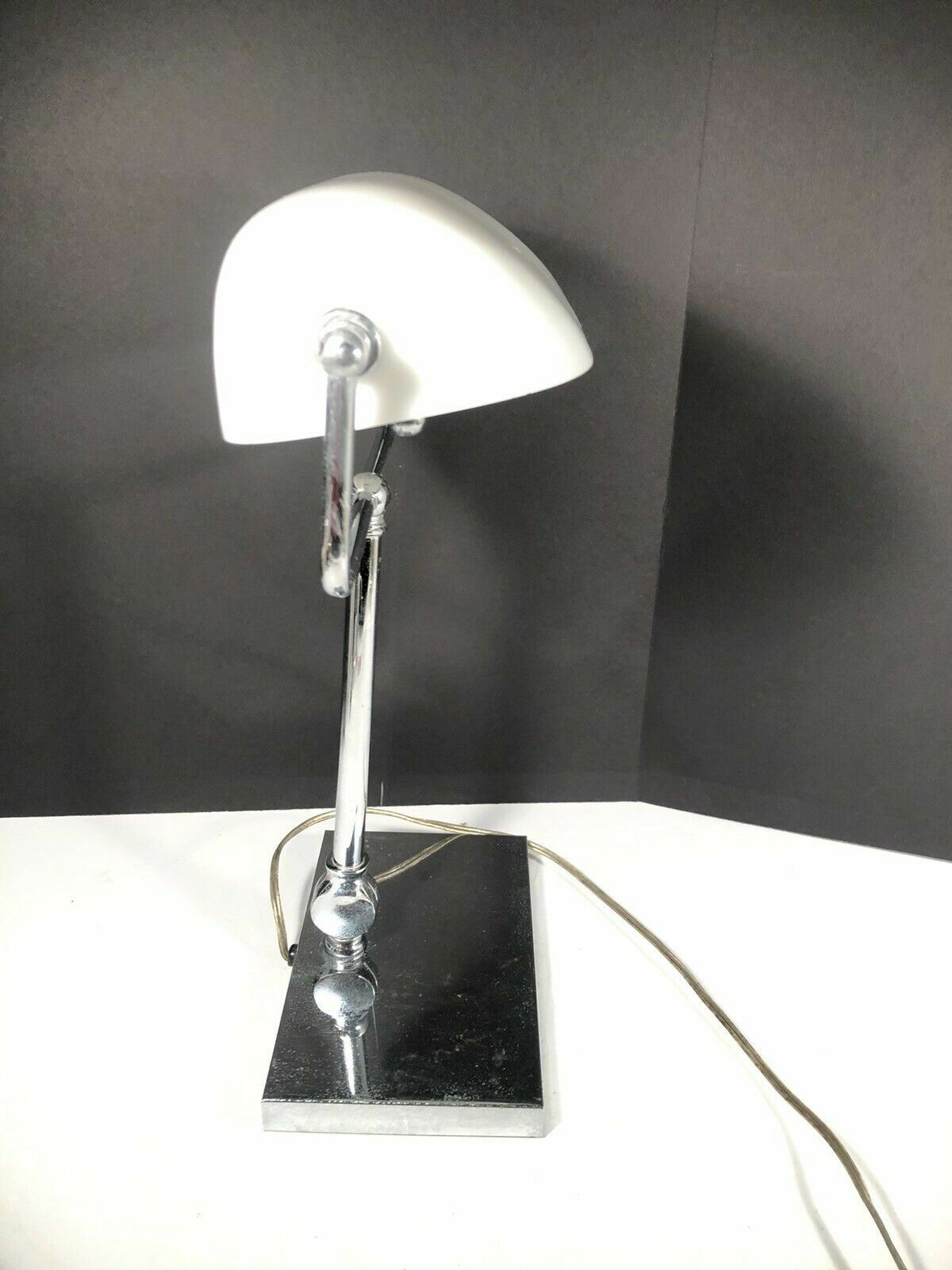 Boyd Lighting Company Adjustable Chrome And Glass Dimmable Vintage Desk