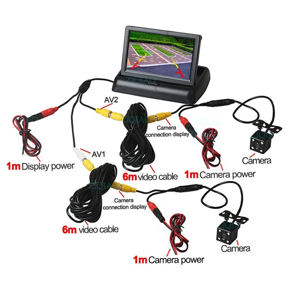 4.3Inch LCD Car Foldable Monitor Rear View Camera Parking Reverse Monitor System - Image 4 of 4