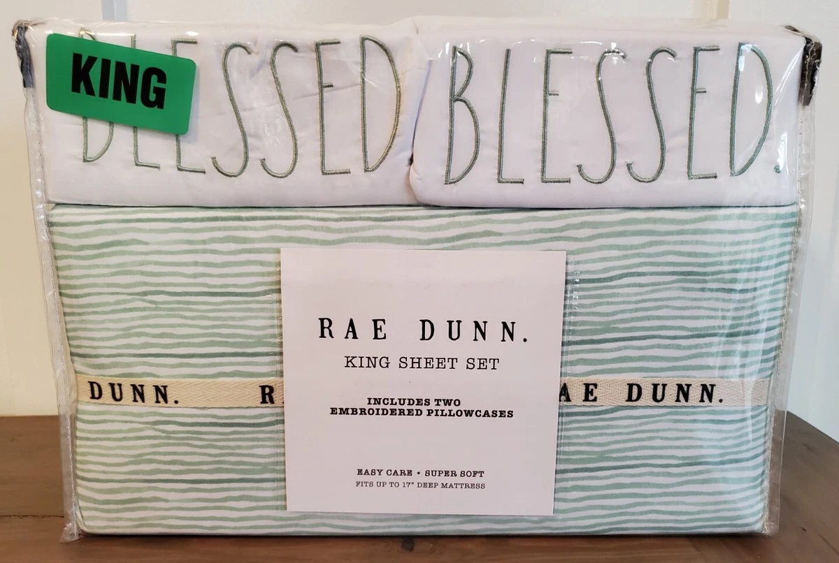 Rae Dunn Simply Blessed Square Pillow Cases 2 sets lot of 4 navy blue