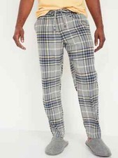 NWT Old Navy Blue Gray Plaid Flannel Pajama Pants Sleep Lounge Men Large
