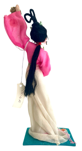 Fok Art Geisha Costume Doll Peking China 1980's Hand Made 9.5" Tall Silk Kimono - Picture 5 of 9