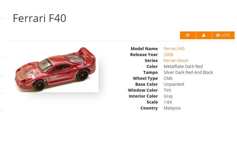 ホットウィール フェラーリ レーサー F40 Ferrari 希少 Hot Wheels FERRARI RACER F40 Red #5/24 Rare (Diecast123) | eBay