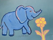 painting original signed - Sophie Loves Her Flower