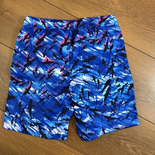 Lands' End NWT Blue Shark Swim Trunks Shorts Swimsuit Sz L - Picture 2 of 7