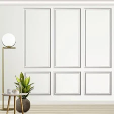 6 Sets Pre-Cut Wall Molding Kit, Ready to Assemble Wainscoting Panels for Int...