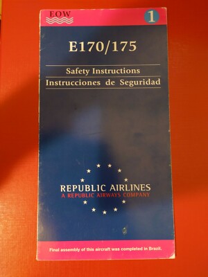 Republic Airlines Embraer 170/175 EOW Safety Card 