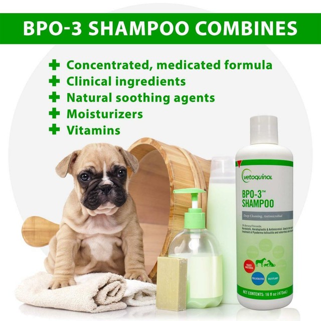 Vetoquinol BPO3 Shampoo for Dogs, Cats & Horses (3 Benzoyl Peroxide