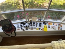 Vintage Pentax ME 35 mm Film Camera Lot 3 lens, 2 body straps, Tamrac bag 