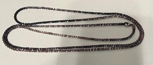 VTG Sterling Diamond Cut Rope Necklace w/Pink Hue (Approx. 42.5") - Picture 2 of 3
