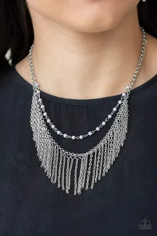 Paparazzi Fierce In Fringe Silver Necklace eBay