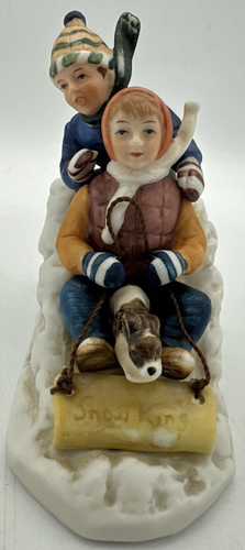Norman Rockwell Museum Downhill Racer Figurine Children Sledding Vintage 1983 - Picture 2 of 8