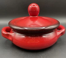De Silva Terre Italy 8" x 3" Bright Red Terracotta Lidded Casserole Dish~NICE!