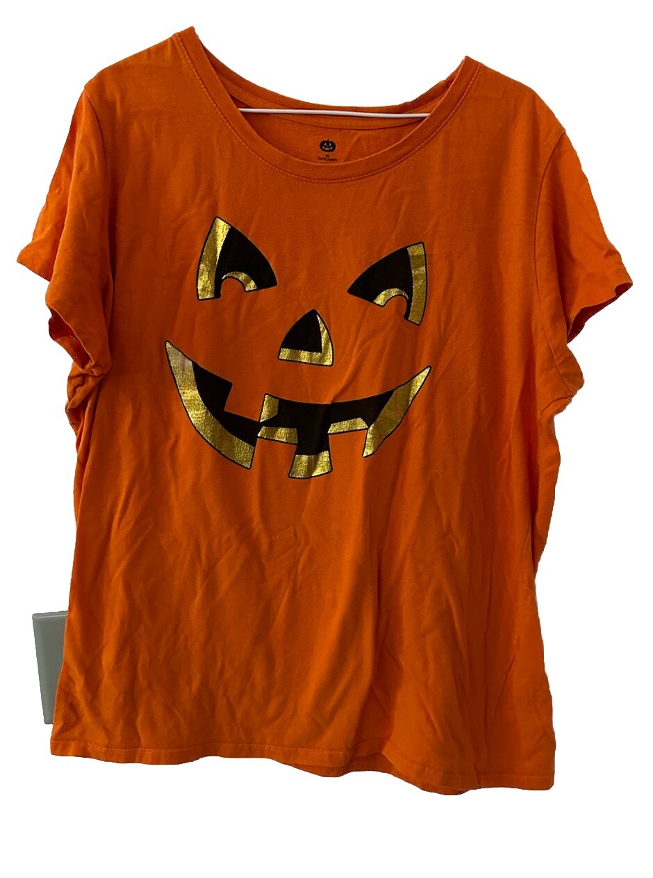 Plus Size Women's Cute Pumpkin Halloween Tee 3X 🎃