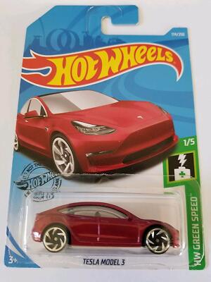 HOT WHEELS 2019 HW GREEN SPEED~ Red TESLA MODEL 3 | eBay