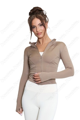 Women's Running Jacket Slim Fit Gym Tops Light Long Sleeve Zip Sports Jackets UK - Picture 19 of 19