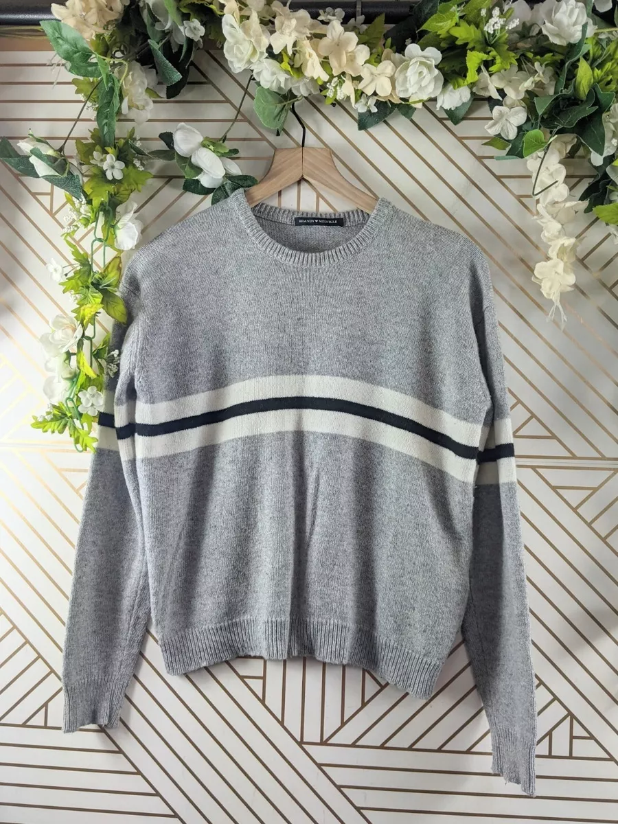 Brandy Melville Women's Knit Sweater Stripe Grey Gray Size XS/S