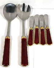 Set of 4 Fabergé Style Cheese Butter Spread Knives & Salad Servers – Stainless S