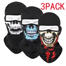3 Pack UV Protection Balaclava Ghost Printed Skull Full Face Mask Ski Mask Hood