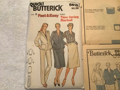 Butterick Fast & Easy Jacket Blouse Skirt Pants Pattern Size B 6615 Uncut 1980 - Picture 4 of 10