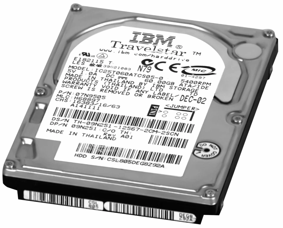 IBM Hard Drive 60GB 5400RPM 2MB PATA / ATA / IDE IC25T060ATCS05-0 2.5" Inch - Image 3 of 3