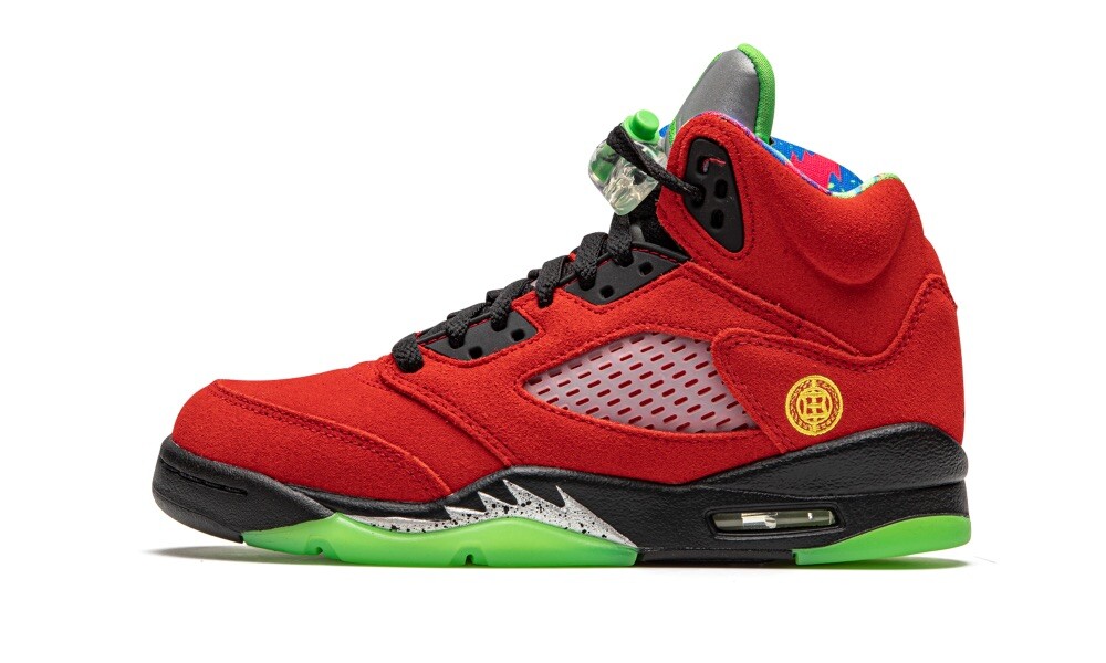 靴 Air jordan 5 Air Jordan 5 'What The 5' Red Yellow Sneaker, Size 4.5Y GS