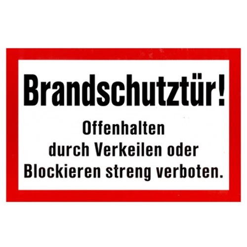 G|S|P " Brandschutztür - Offenhalten ..... " Folie selbstklebend Brandschutzzeichen