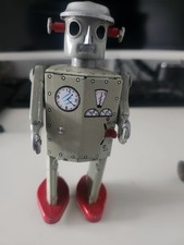 1997 Schylling Collector Series Gray Wind Up Atomic Robot Man NIB