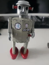 1997 Schylling Collector Series Gray Wind Up Atomic Robot Man NIB