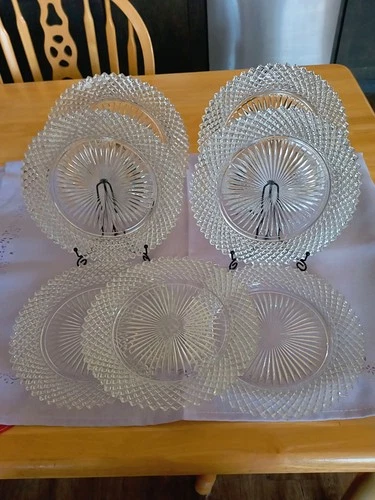 7 Anchor Hocking Miss Americana Clear Depression Glass 8 1/4" Salad Plates  1930