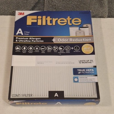 3M Filtrete TRUE HEPA Air Purifier FILTER 1150096 Size A Allergen Odor Defense