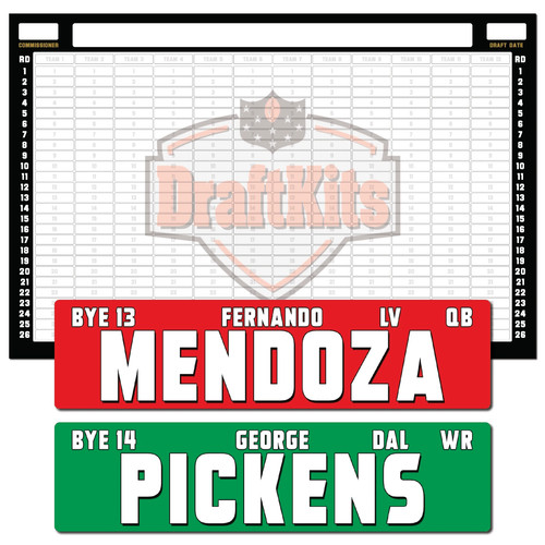 Fantasy Football Draft Board Kit - NEW for 2026 - LARGE Player Stickers & Board