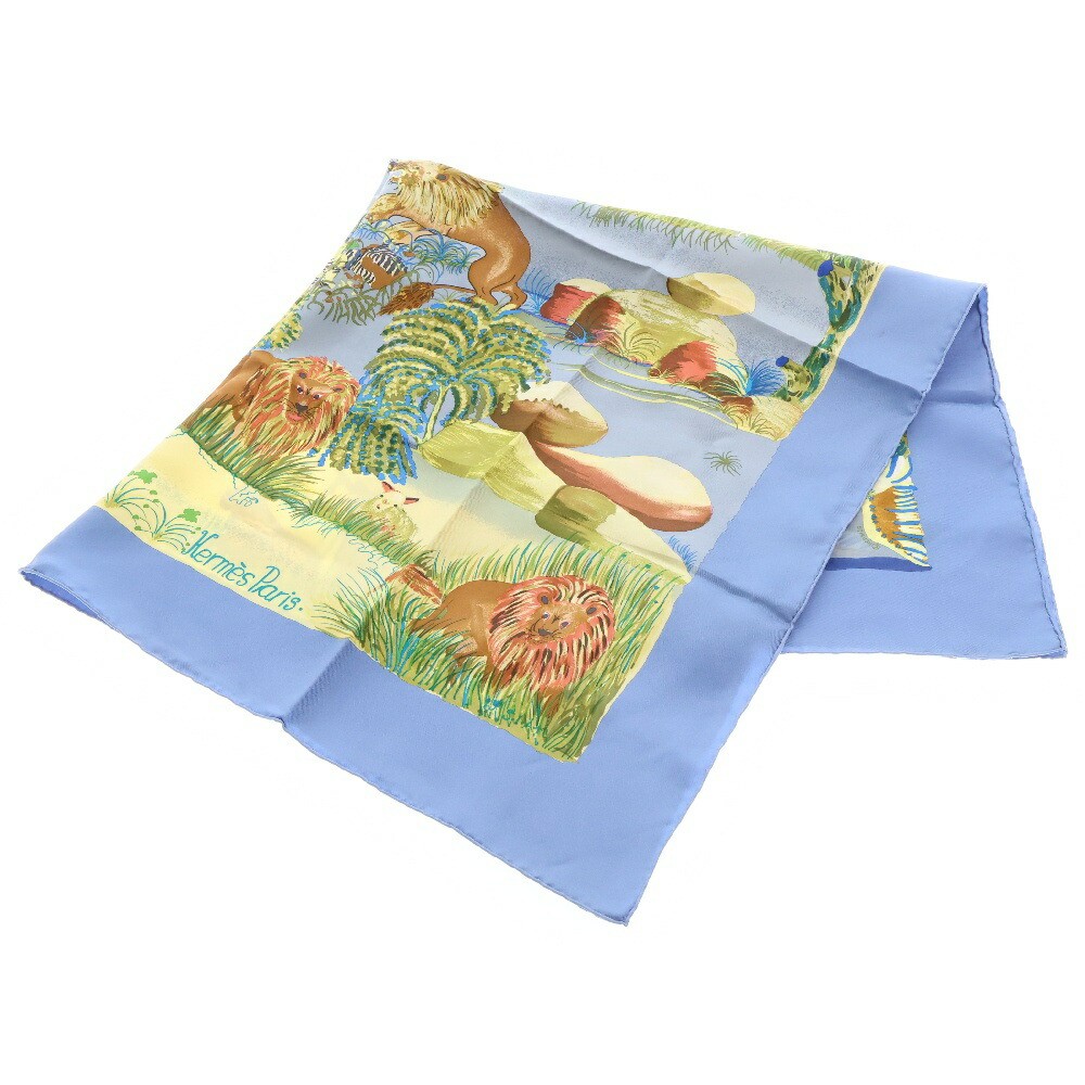 Hermes Carre 90 Nuba Mountain Silk Scarf Blue r24_0709