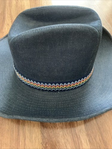 Vintage 1970s CANYON TRAILS Denim Blue Cowboy Western Hat ~Size 7 - 7 1/8 - Picture 4 of 8