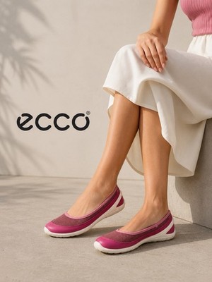 ECCO Biom Women's Flats Ballerina Pink Mesh Leather Comfort Shoes New $110