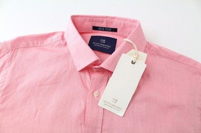 SCOTCH & SODA Ams Couture Herren Hemd S Rosa Baumwolle Slim Langarm Klassiker *