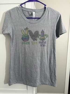 Next level medium T-shirt peace Love Mardi Gras Logo