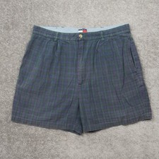 Vintage Tommy Hilfiger Plaid Tartan Pleated Mens Size 36 Multicolor Shorts