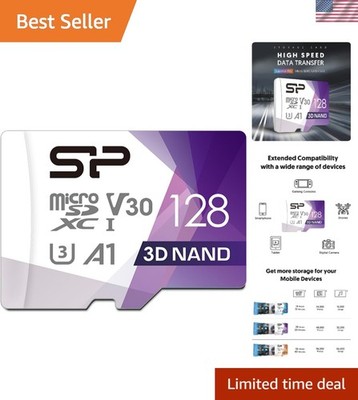 Silicon Power 128GB Micro SD Card U3 SDXC - Up to 100MB/s for Cameras & Drones
