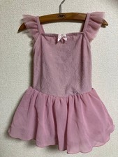 Chacott Pink Ballet Leotard 110 Soft Fabric Frill Sleeves for Girls