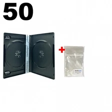 50 PREMIUM STANDARD Black Double DVD Cases (100% New Material) & 100 OPP Bags