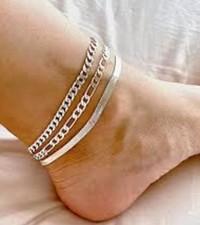 Dearmay Women&rsquo;s Sterling Silver 3 Piece  Anklet Chains ( 3 Packets )