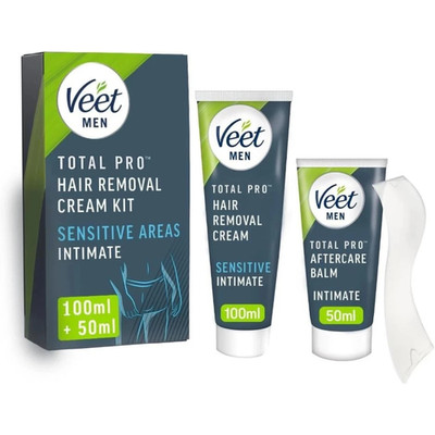 Veet Men's Intimate Hair Removal Set - 100 ml Cream, 50 ml After Shave Balm -