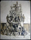 CIRCA 1940 WORK GANG PHOTO ASIANS CONSTRUCTION CREW MILITARY UNIFORMS PRISONERS