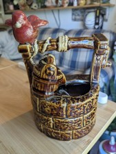 Ceramic Bird Wishing Well Decor &ndash; Unique Planter / Shelf Accent